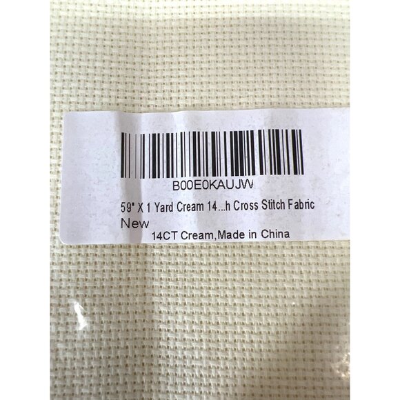 Cream Cotton Aida Cloth Cross Stitch Fabric - 59" x 1 Yard - 14CT - Picture 2 of 3